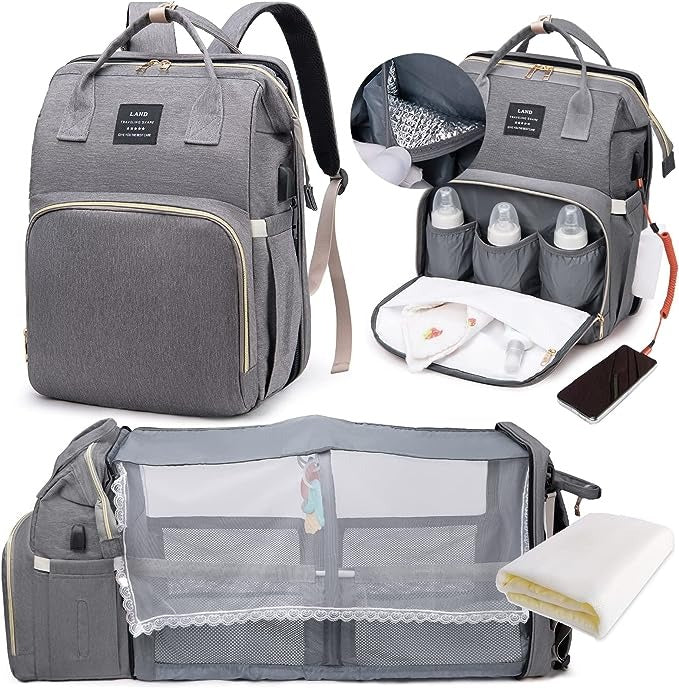 Mochila para pañales con cuna x 1 + Mochila portabebes 3 en 1 x 1