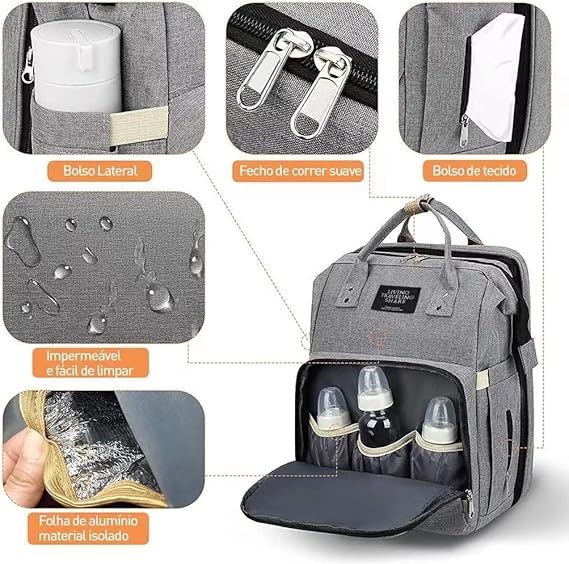 Mochila para pañales con cuna x 1 + Mochila portabebes 3 en 1 x 1
